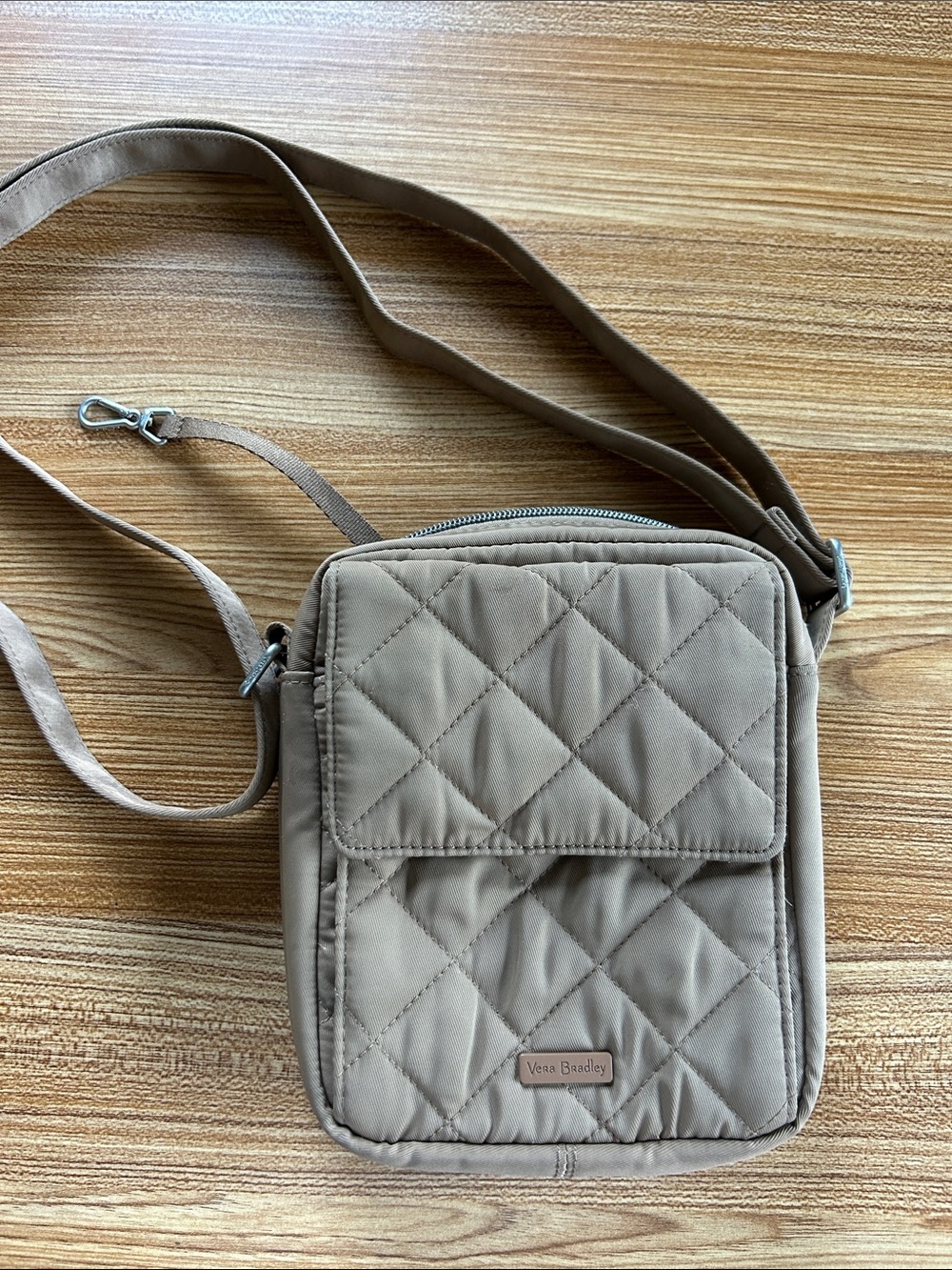 Vera Bradley Quilted Taupe Crossbody Messenger